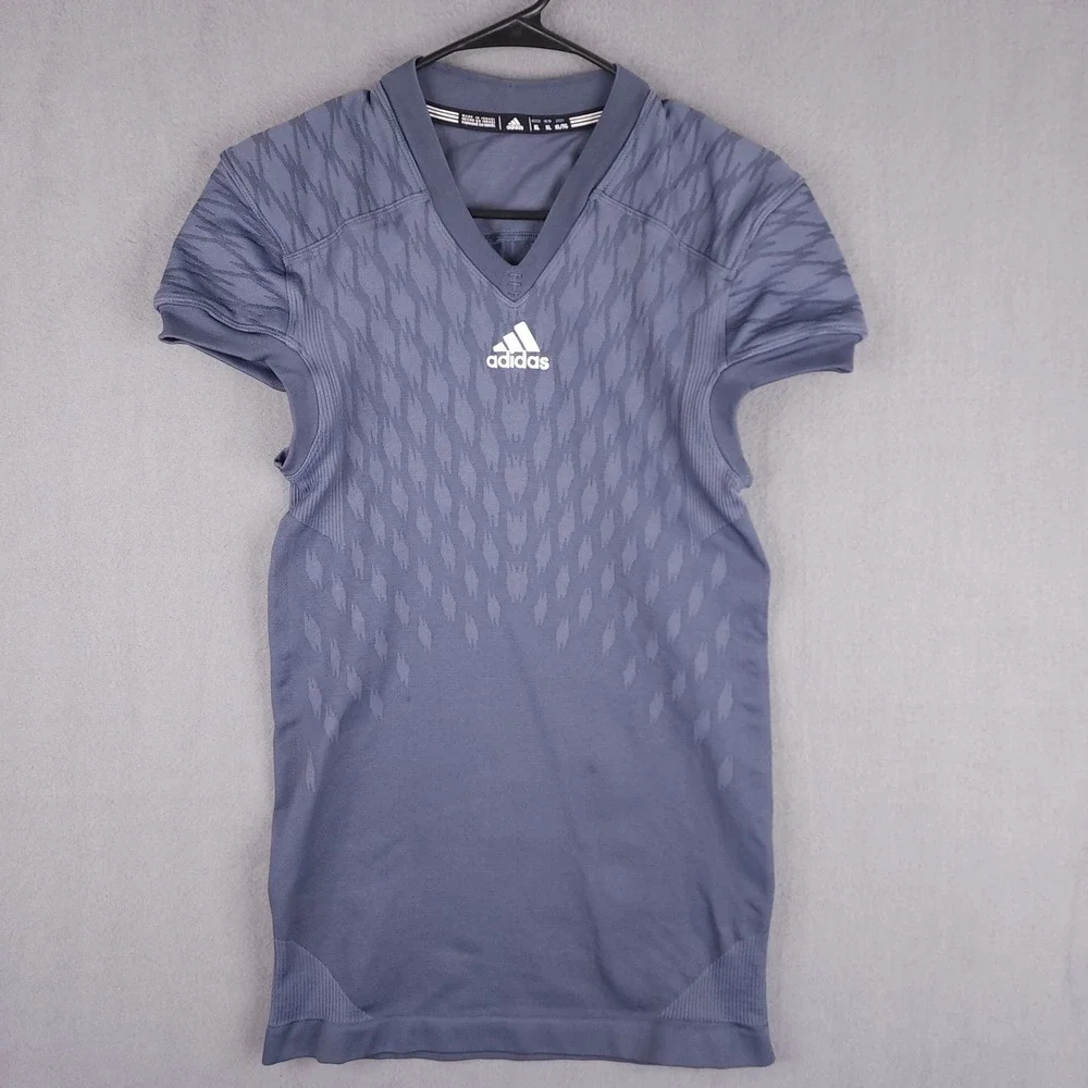 Adidas Football Jersey Mens XL Blue Short Sleeve Compression Techfit Athletic